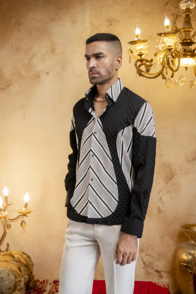 Black & White Patched Shirt