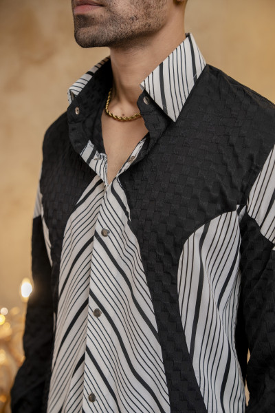 Black & White Patched Shirt