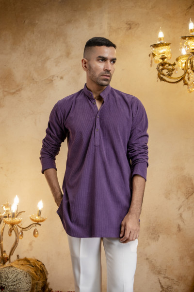 Purple Corduroy Short Kurta