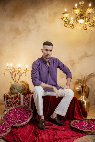 Purple Corduroy Short Kurta