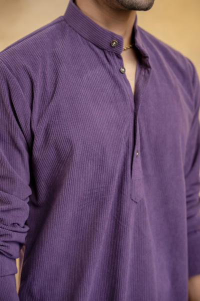 Purple Corduroy Short Kurta