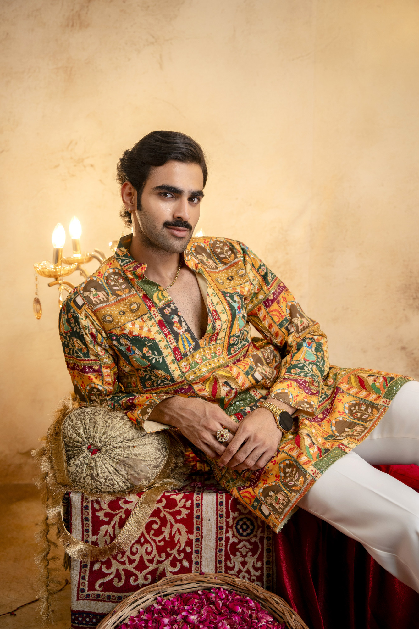 Foil Emboss Printed Kurta In Yellow