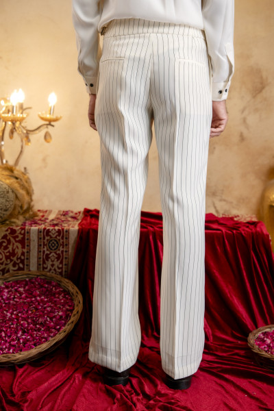 Striped Japanese Bootcut Gurkha Pants In Off-White