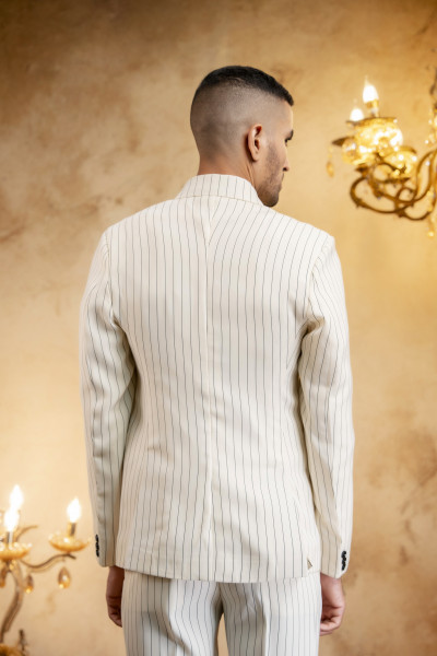 Striped Japanese Blazer In Off White