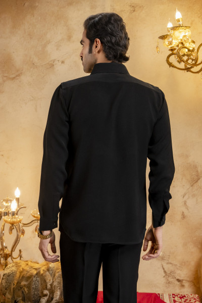 Rose Gold Swarovski Laced Shirt In Zed Black