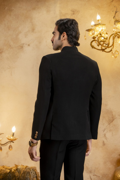 Asymmetrical Jodhpuri In Zed Black