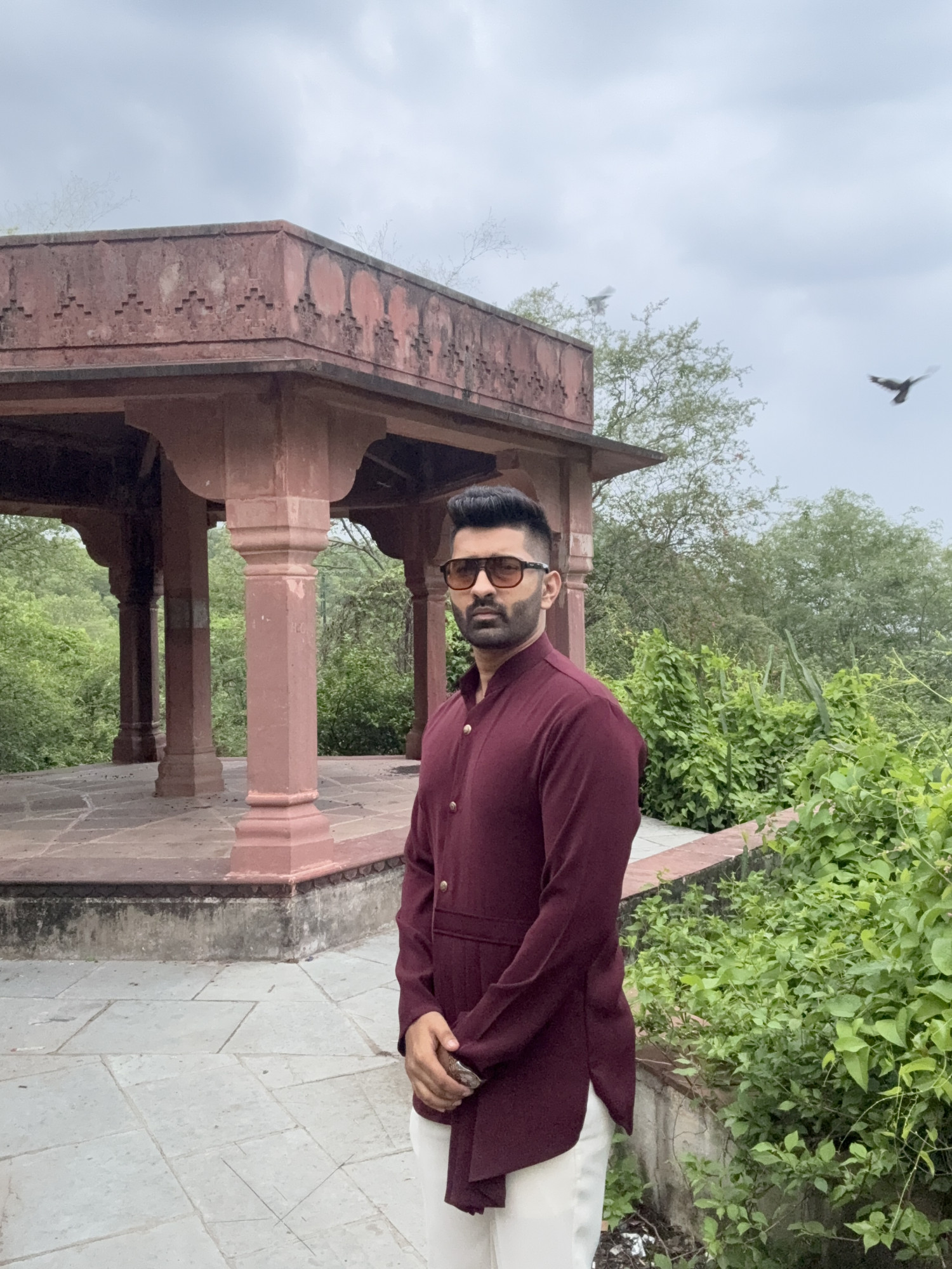 Japanese Draped Kurta In Wine