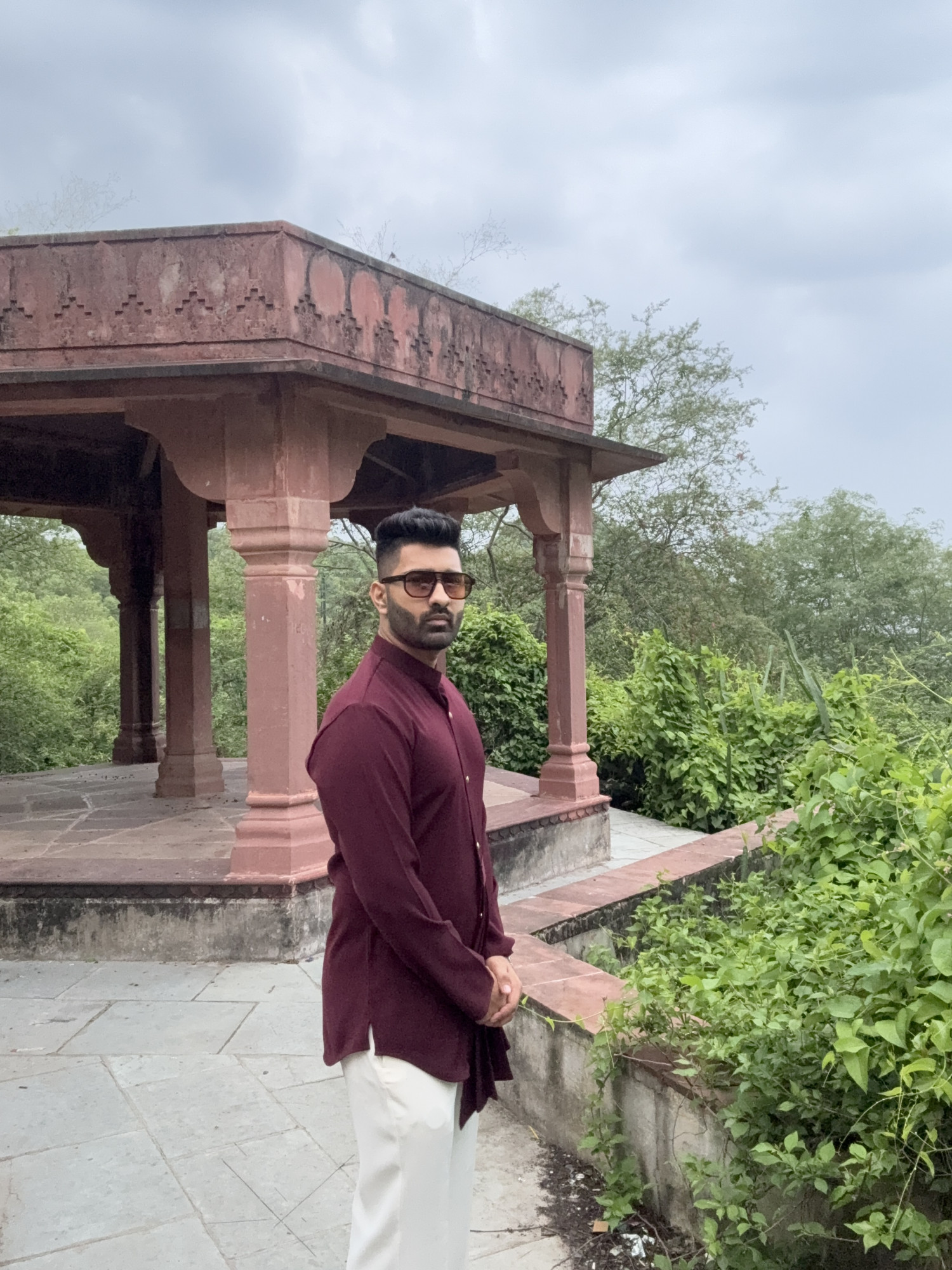 Japanese Draped Kurta In Wine