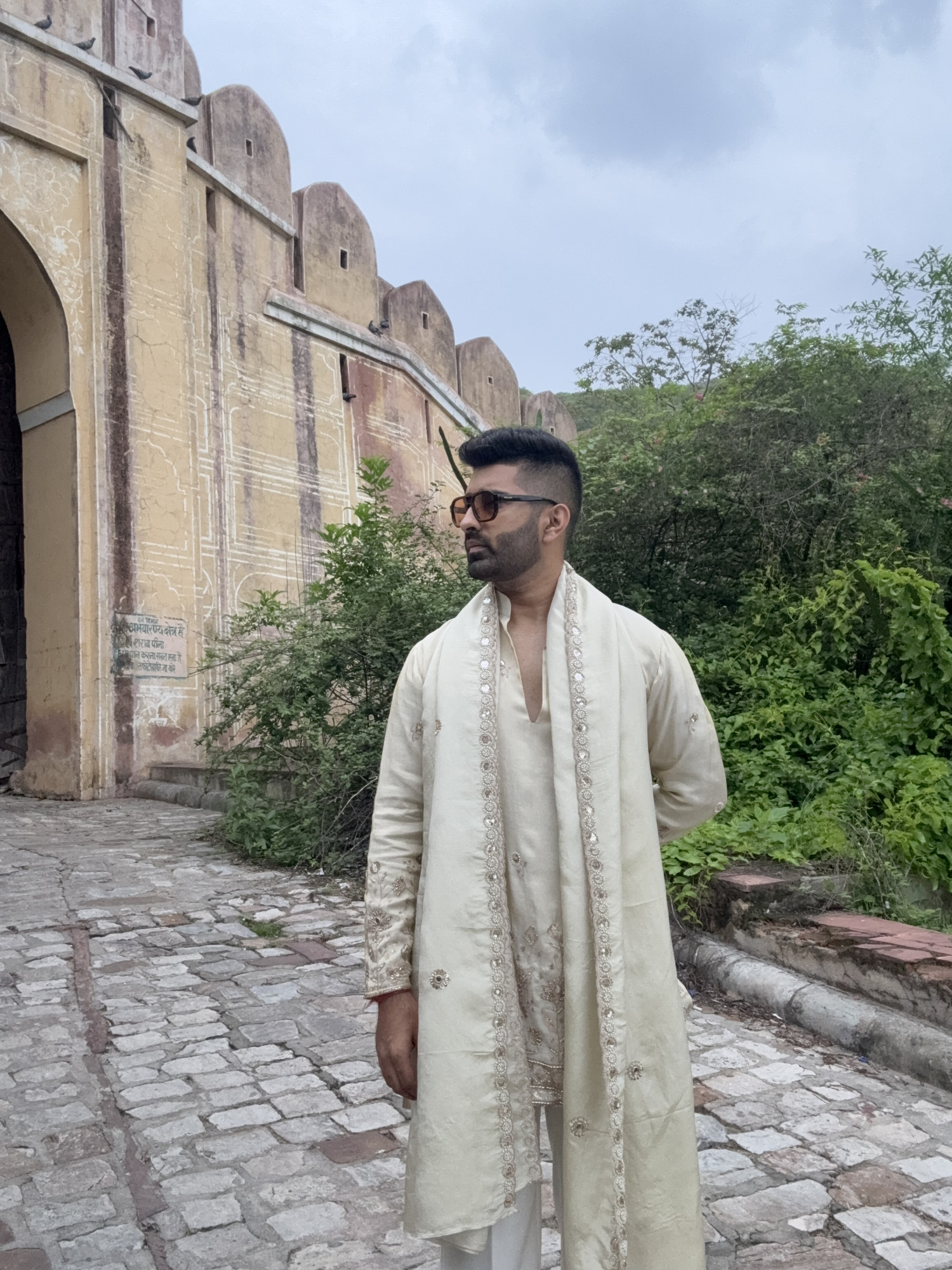 Stone Embroidered Kurta Dupatta In Organza