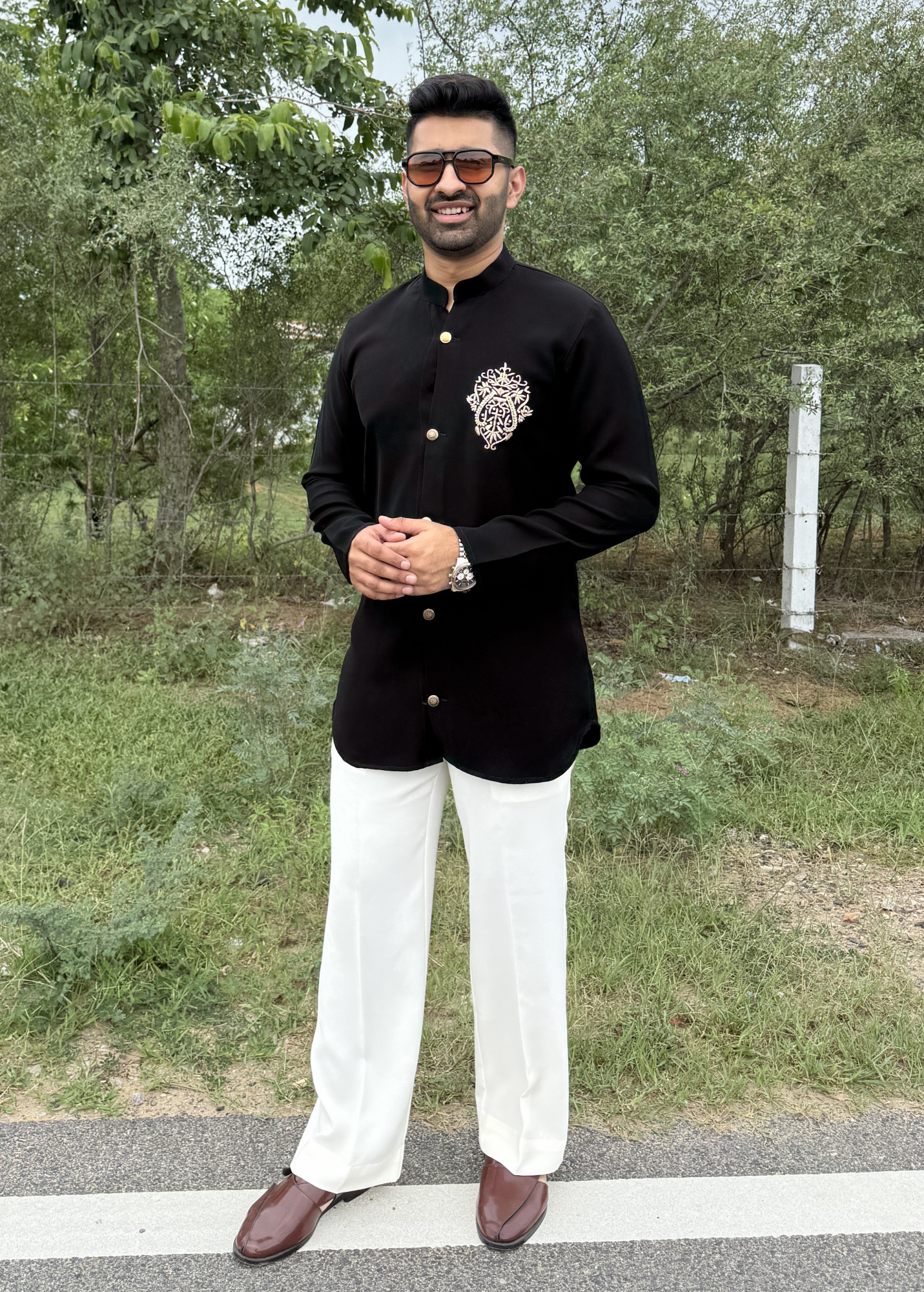 Zed Black Japanese Open Short Kurta