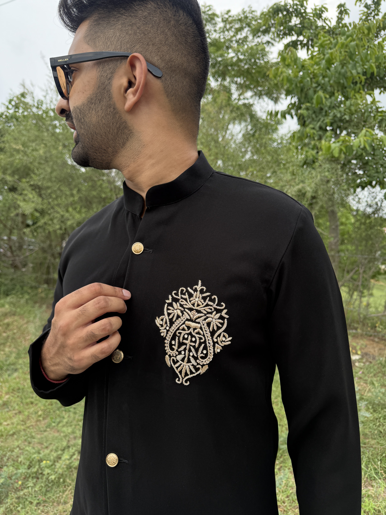 Zed Black Japanese Open Short Kurta