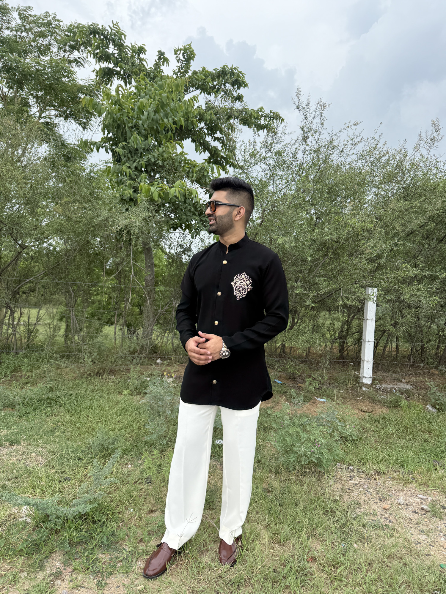 Zed Black Japanese Open Short Kurta