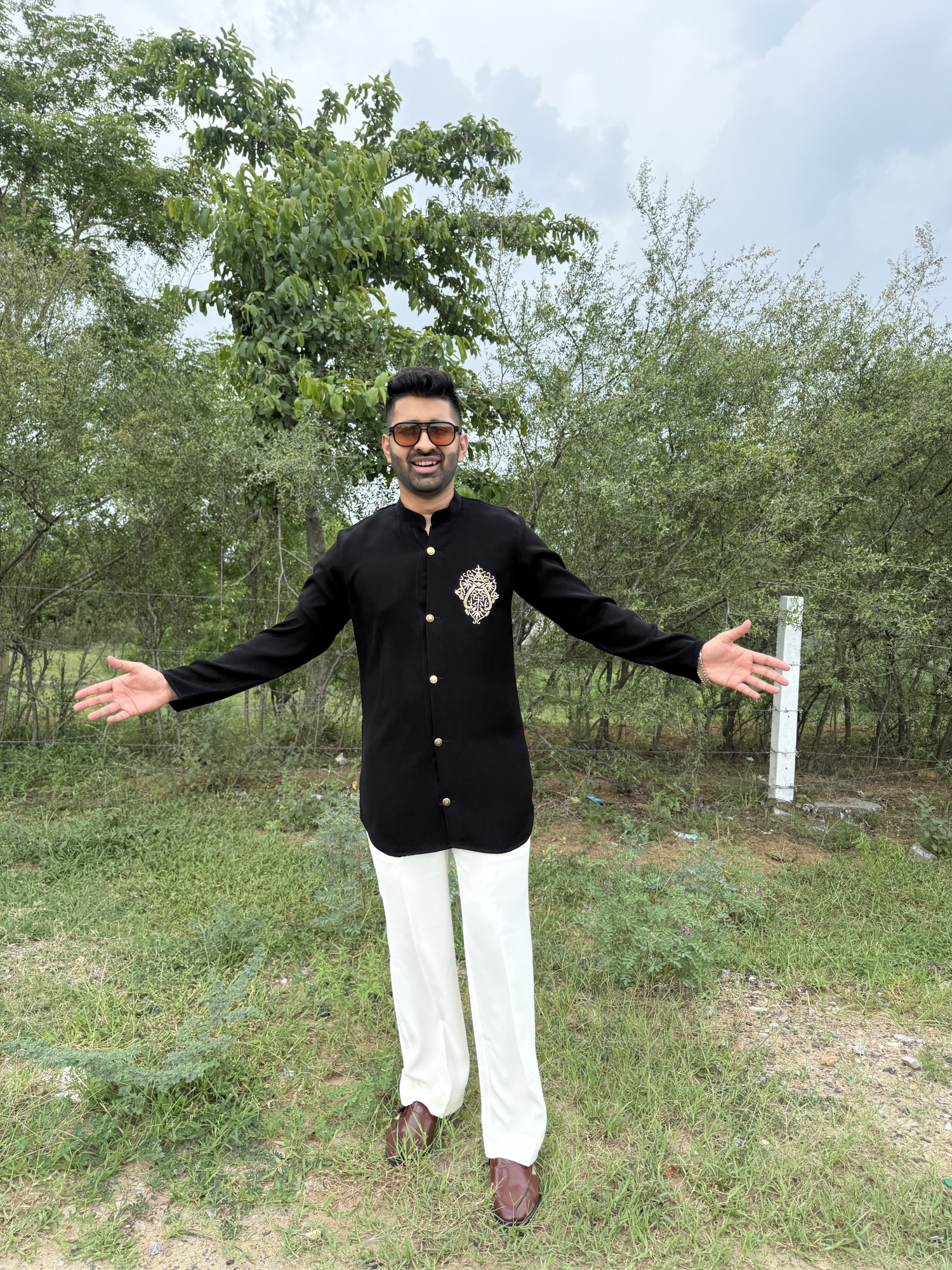 Zed Black Japanese Open Short Kurta