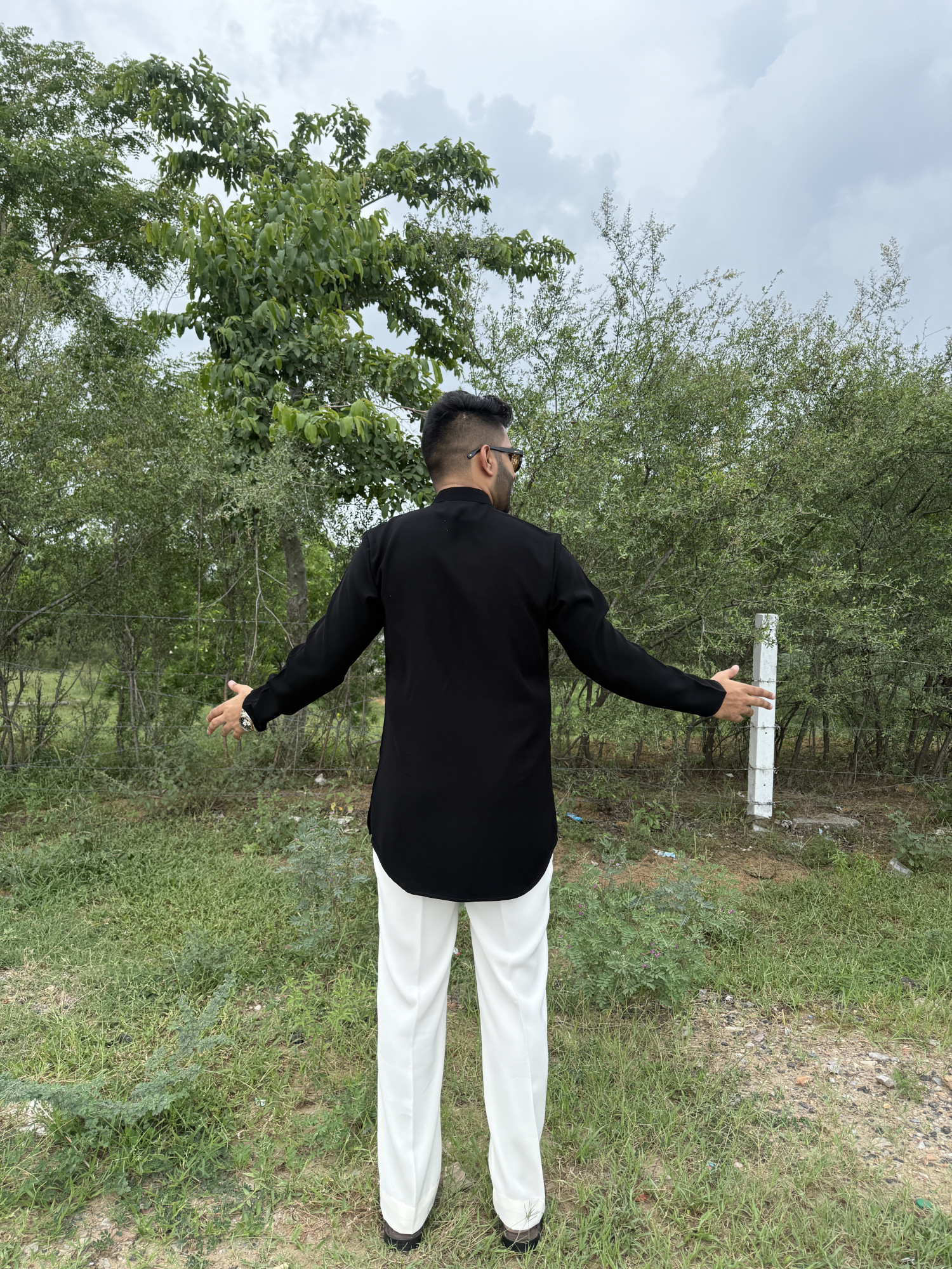 Zed Black Japanese Open Short Kurta