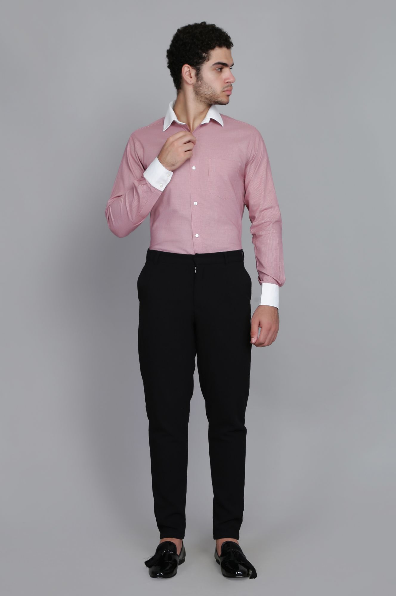 Mens White Collar Printed Shirt