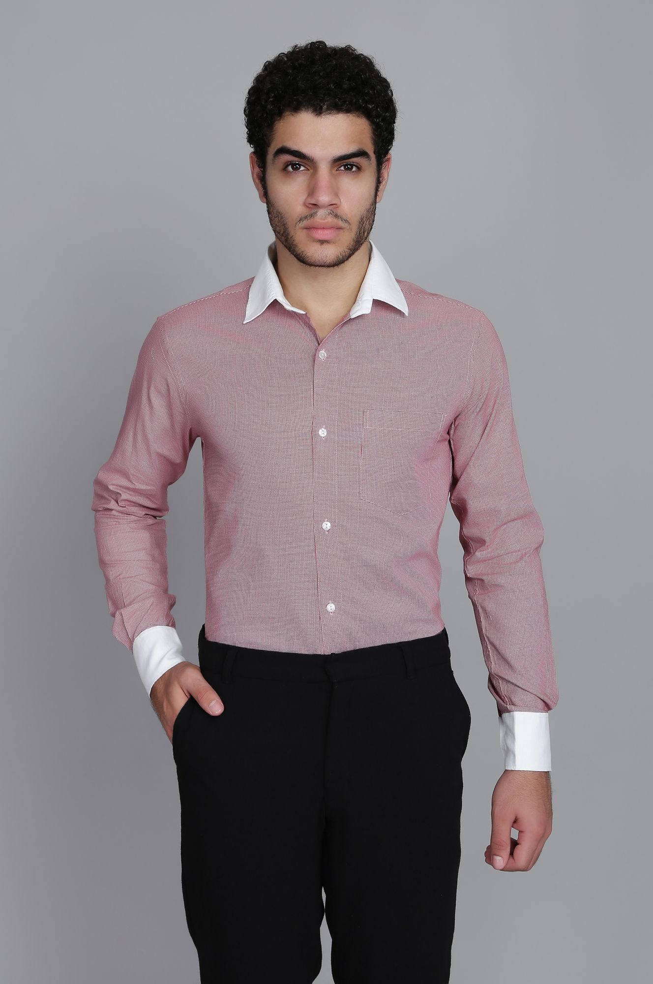 Mens White Collar Printed Shirt