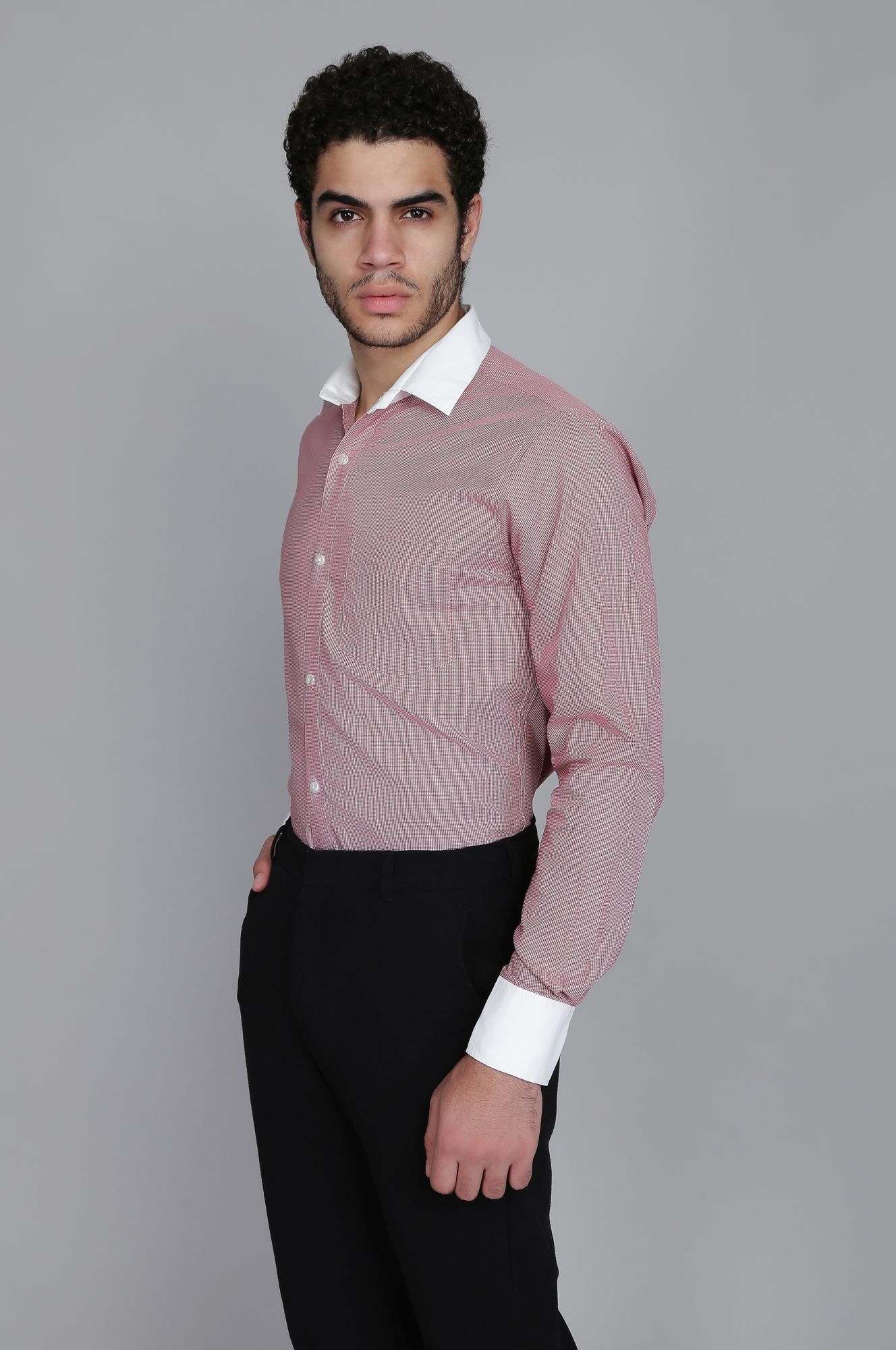 Mens White Collar Printed Shirt
