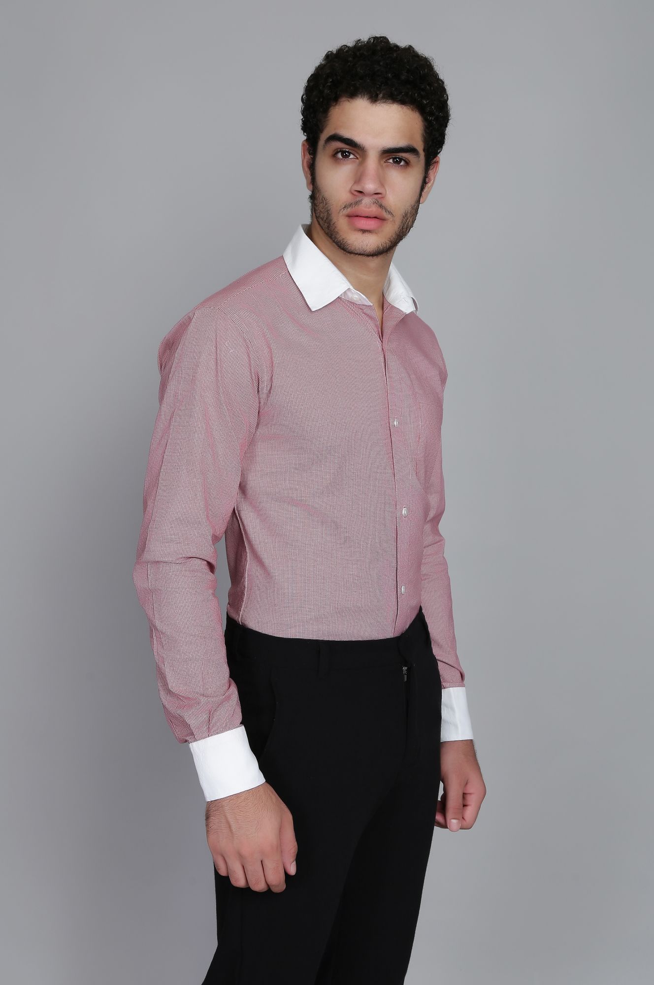 Mens White Collar Printed Shirt