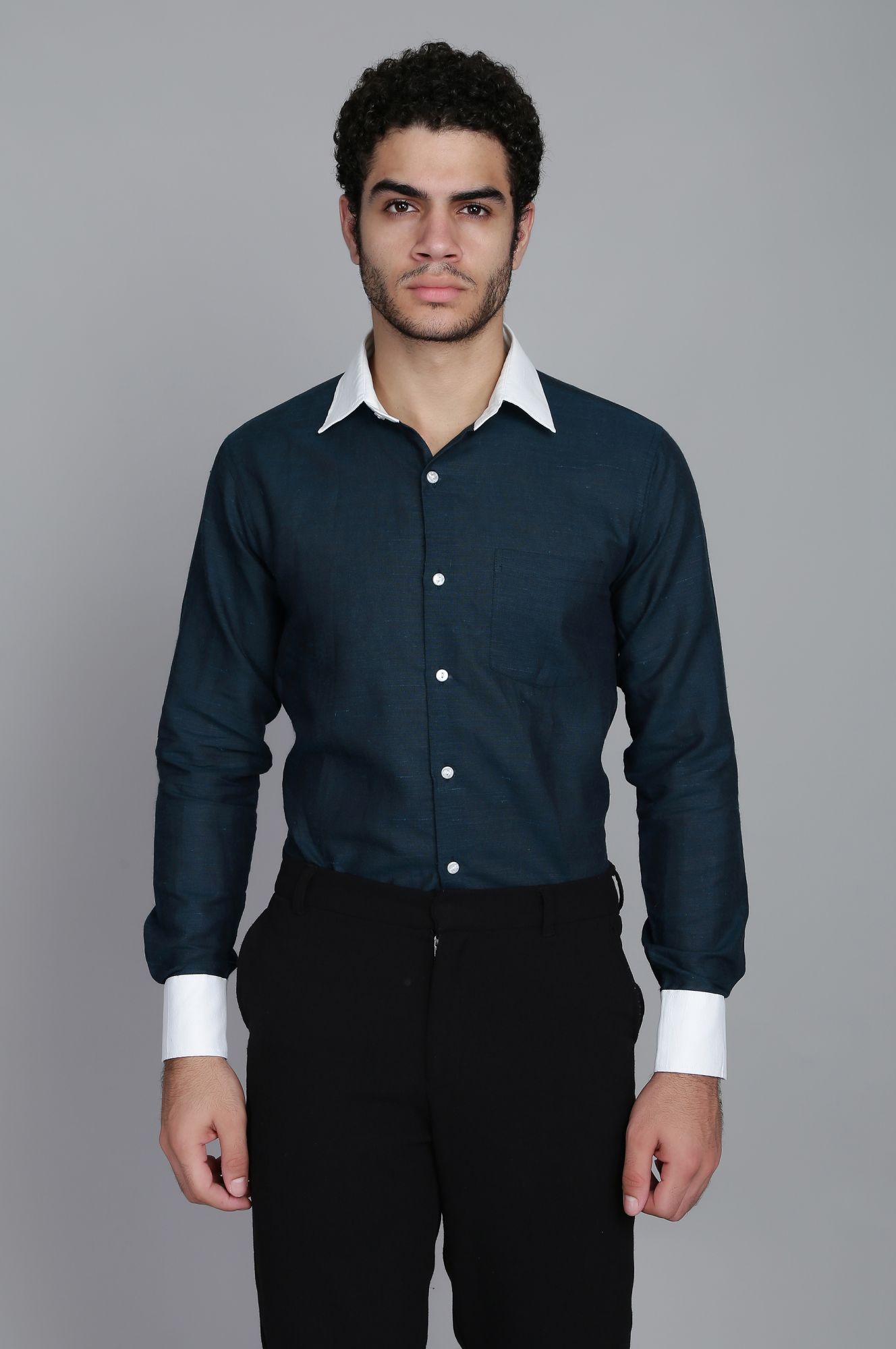 Mens The White collar Linen Shirt