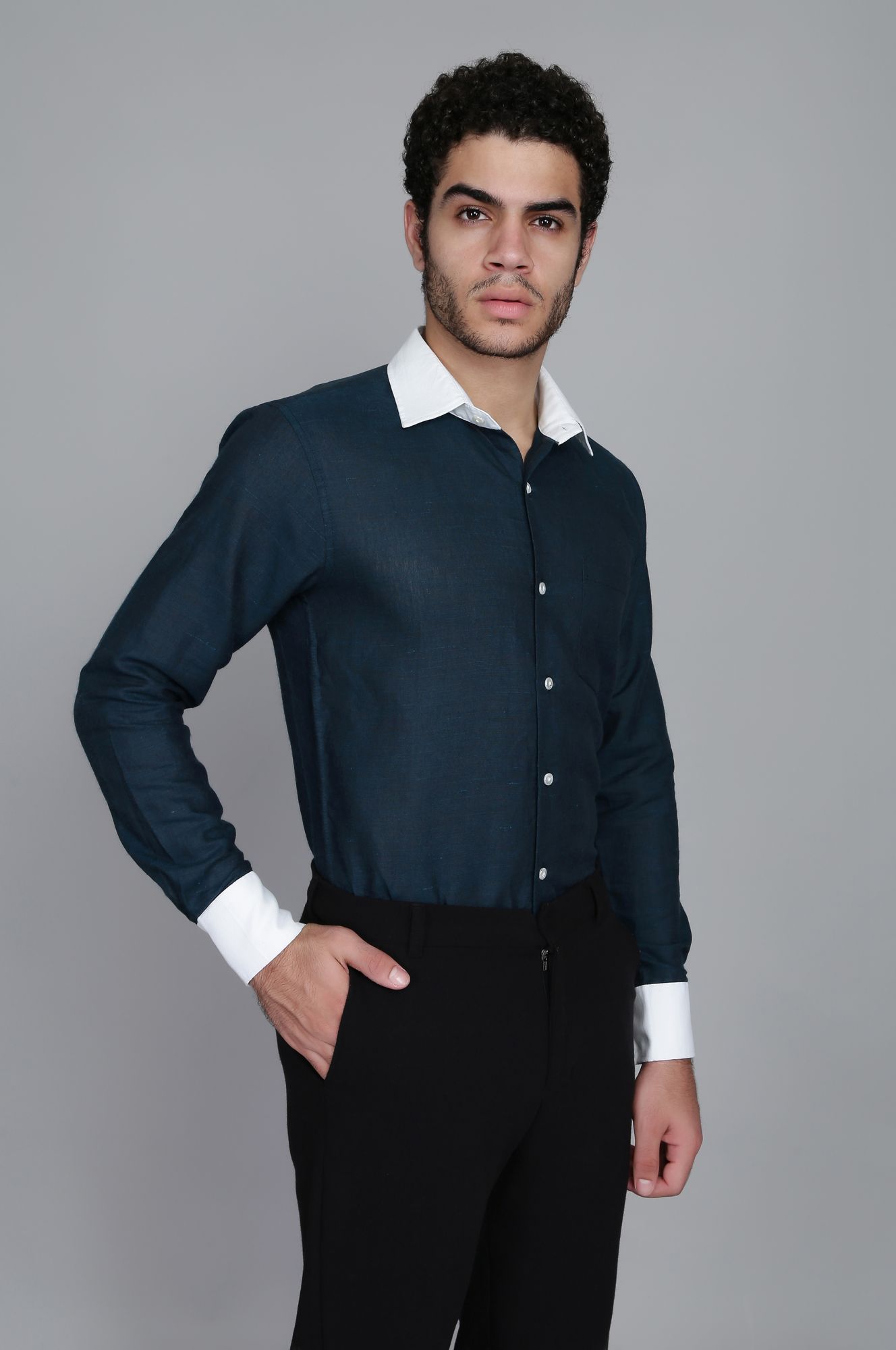 Mens The White collar Linen Shirt