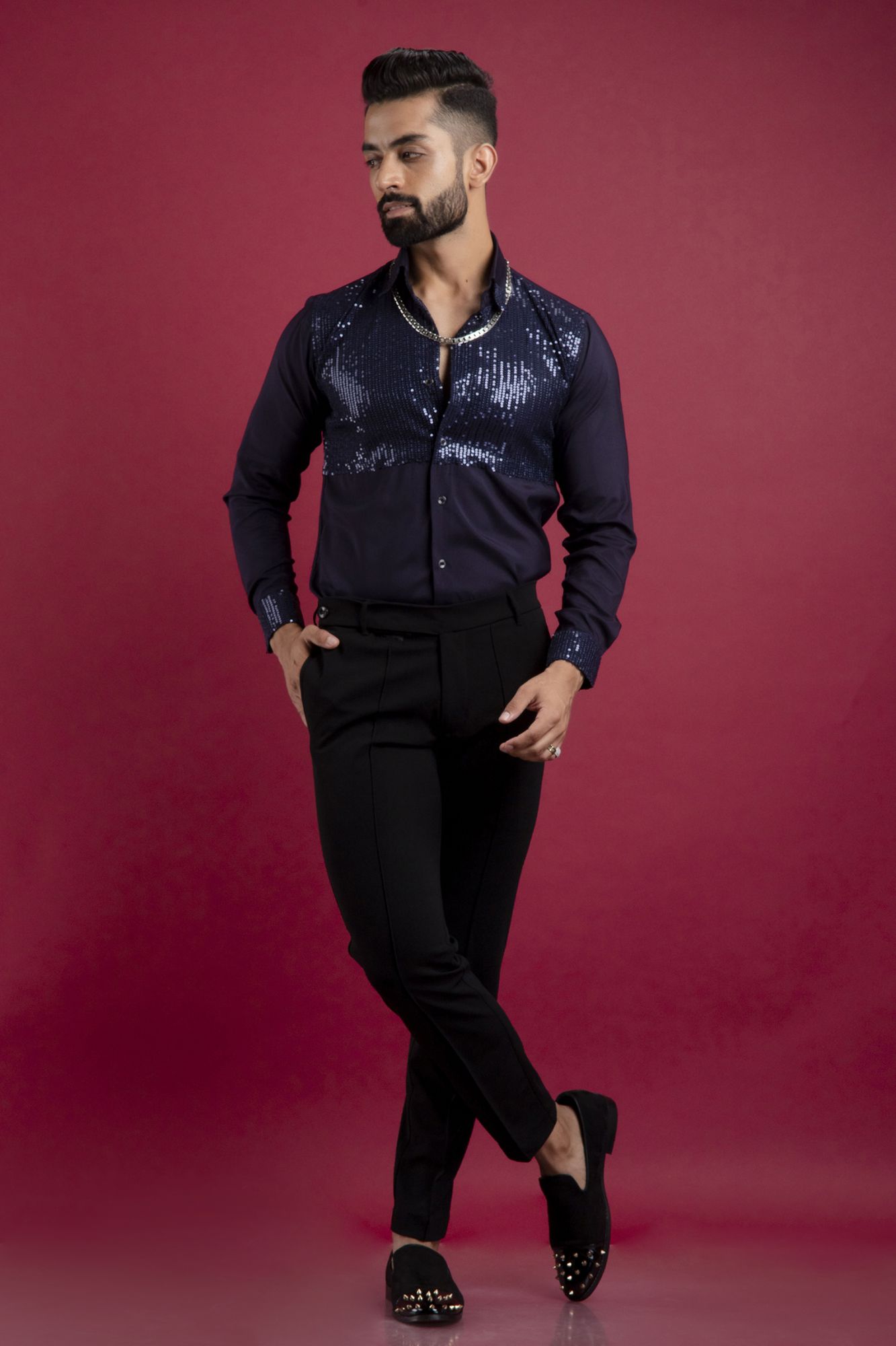Blue Sequin Shirt