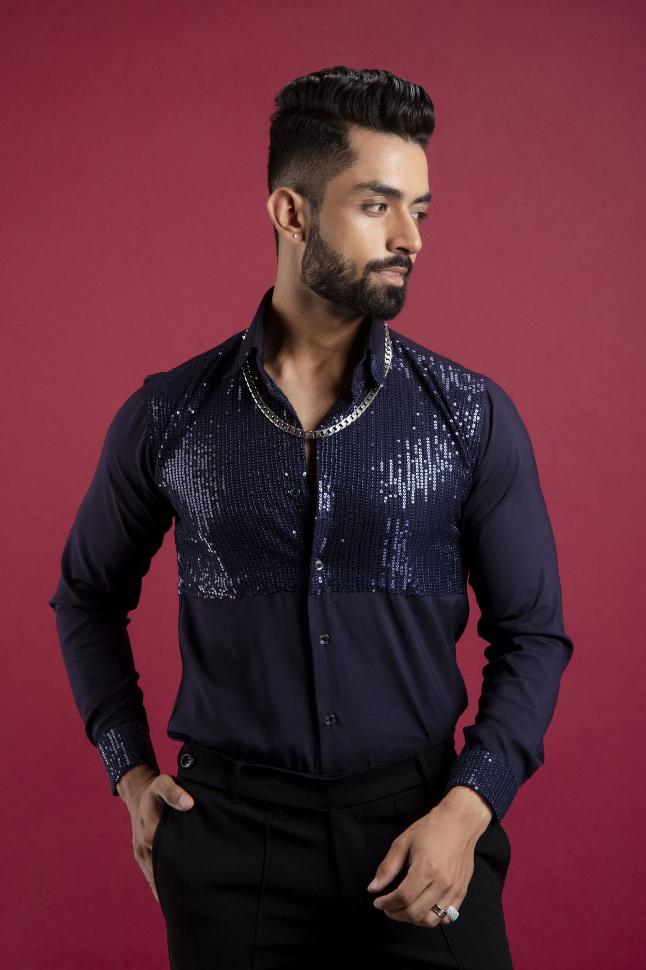 Blue Sequin Shirt