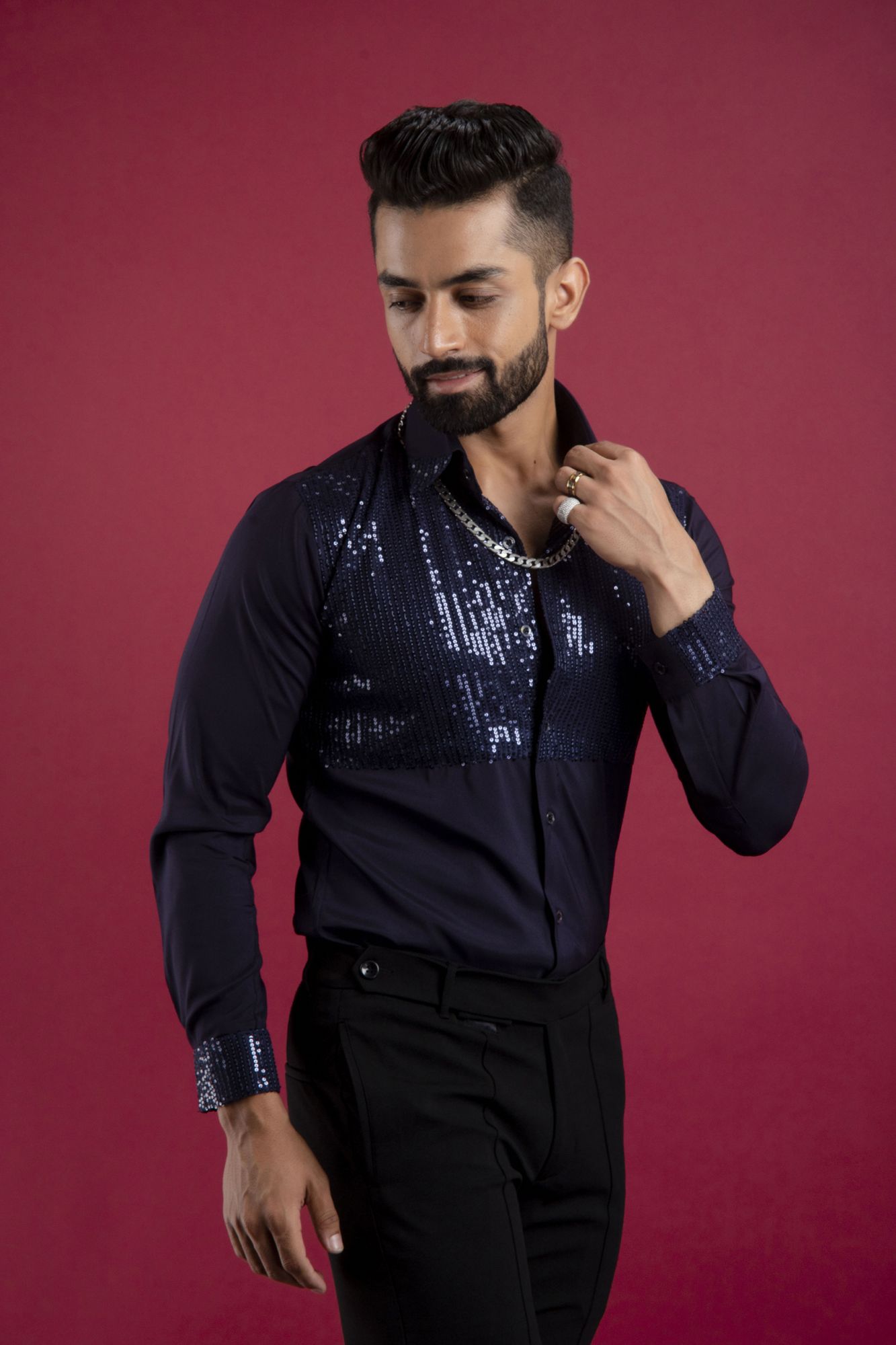 Blue Sequin Shirt