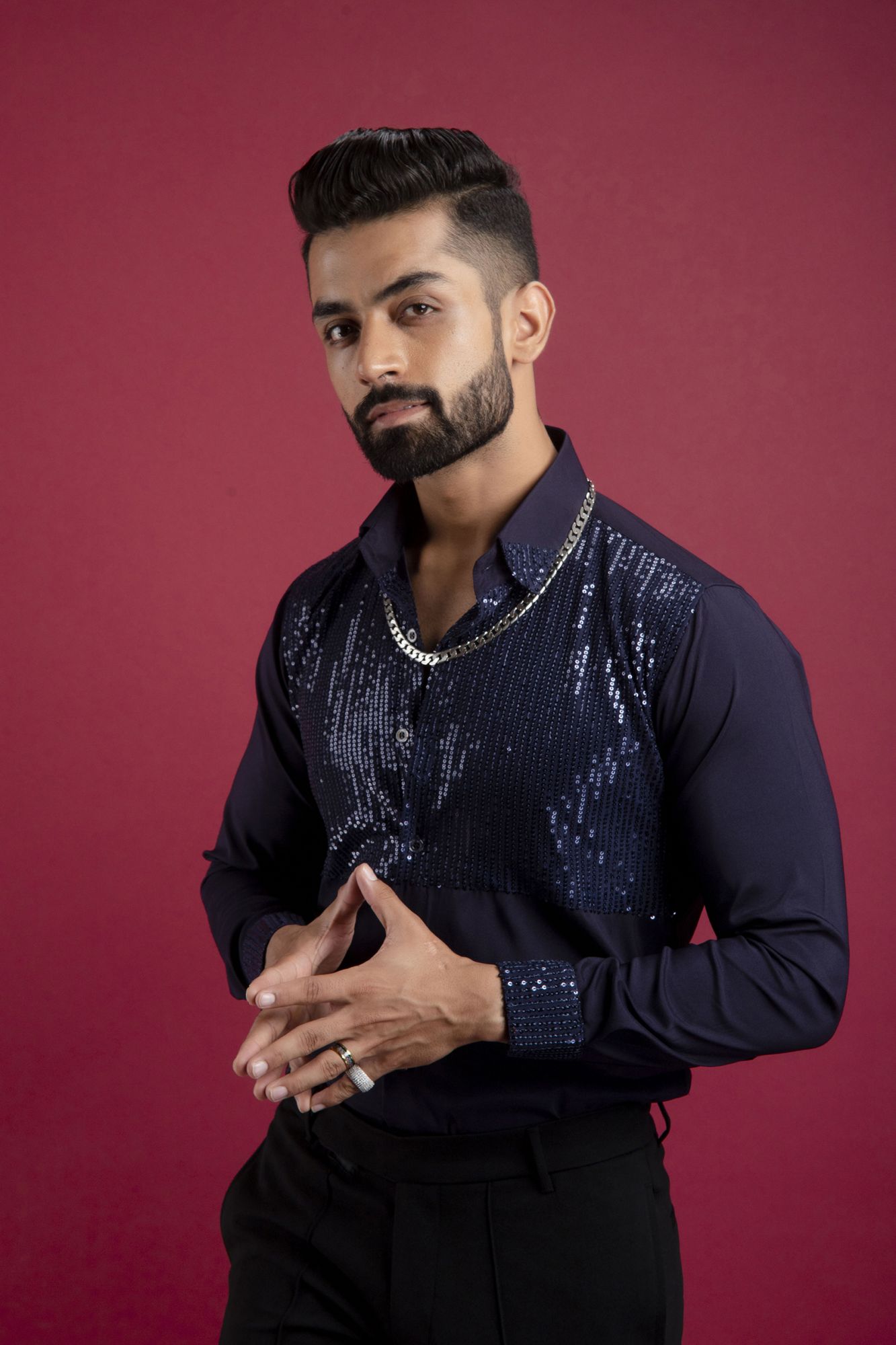 Blue Sequin Shirt