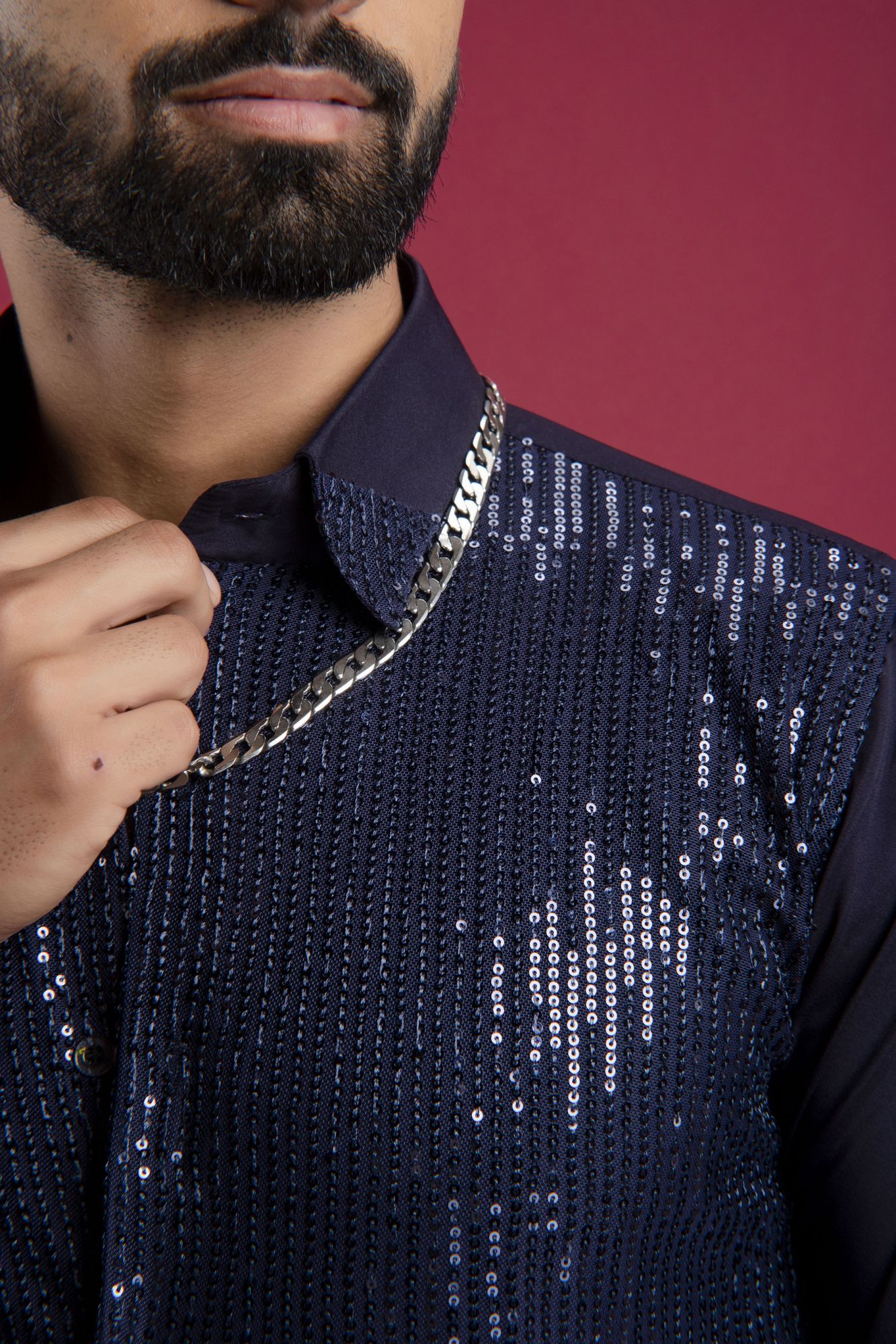 Blue Sequin Shirt