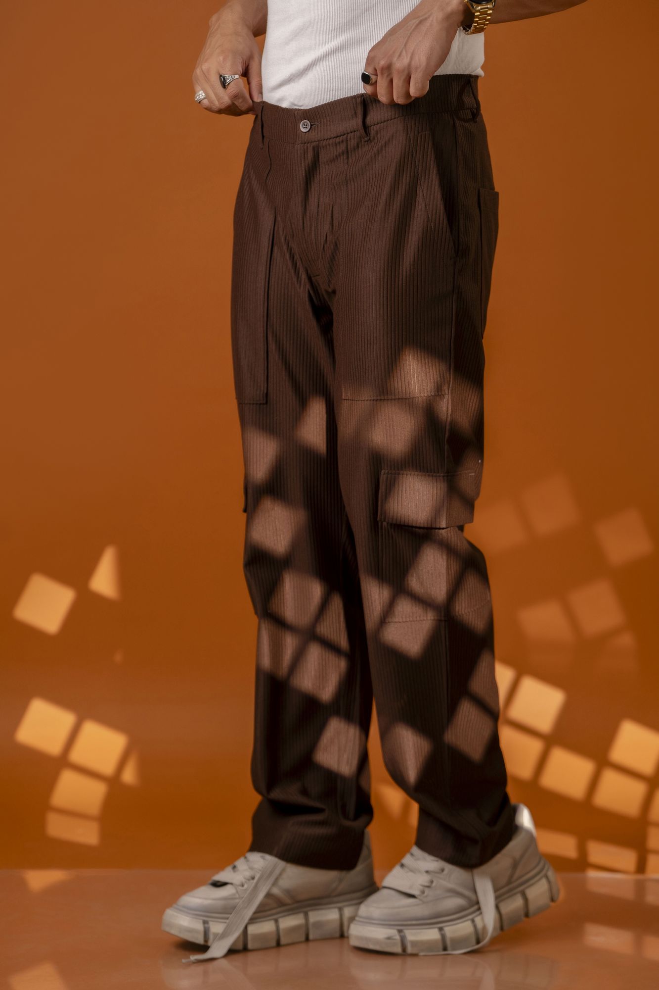 Brown Corduroy Cargo Pants