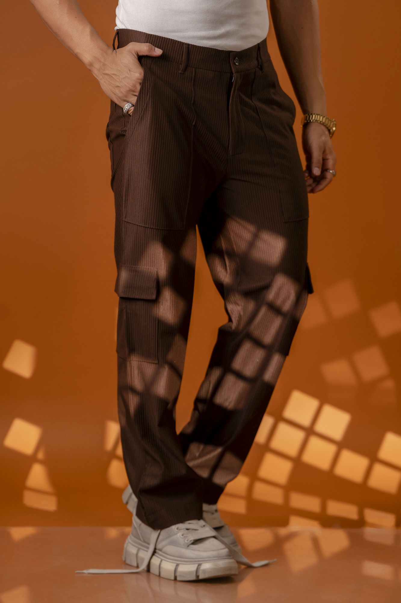 Brown Corduroy Cargo Pants