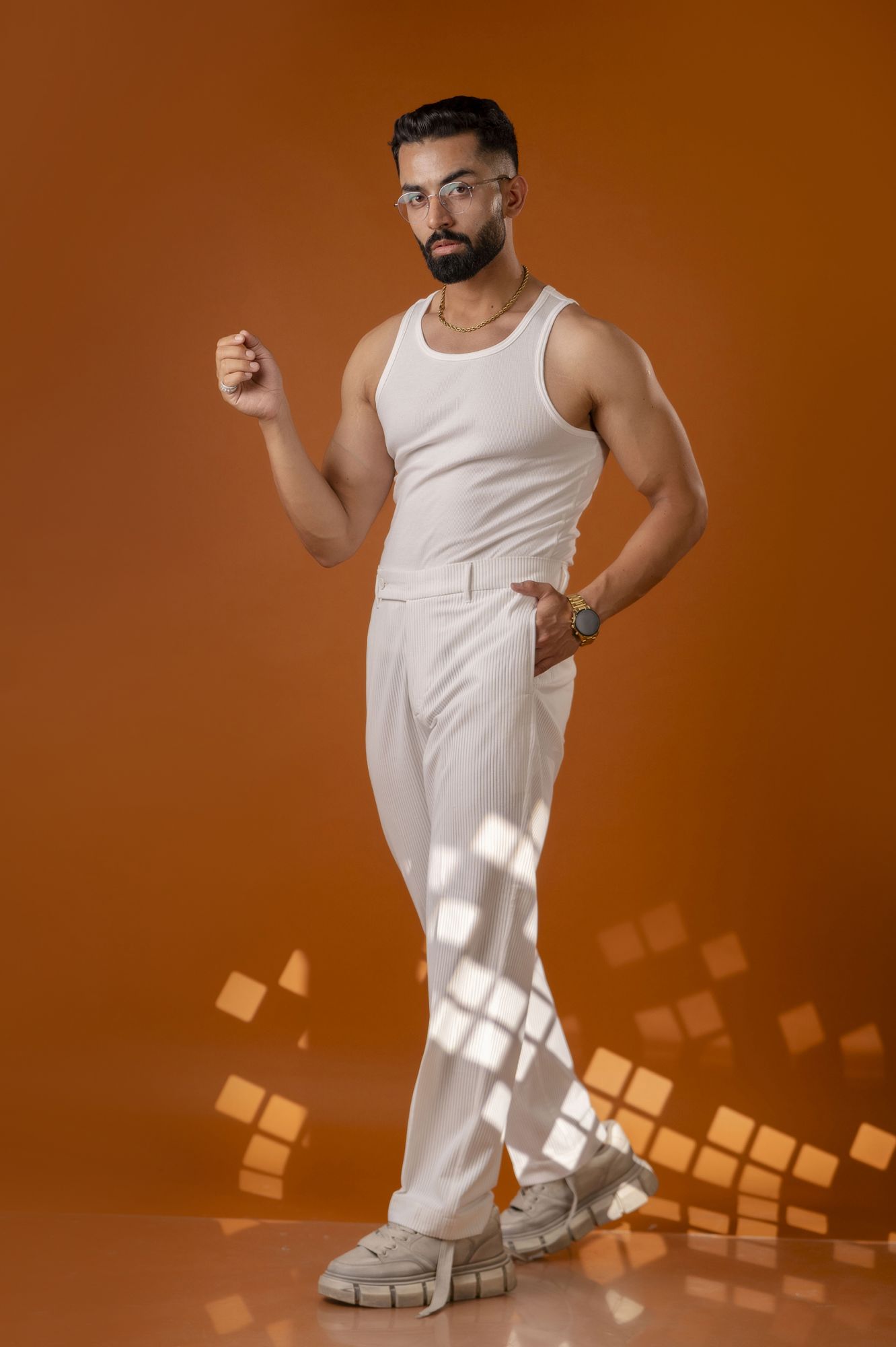 White Corduroy Parallel Pants