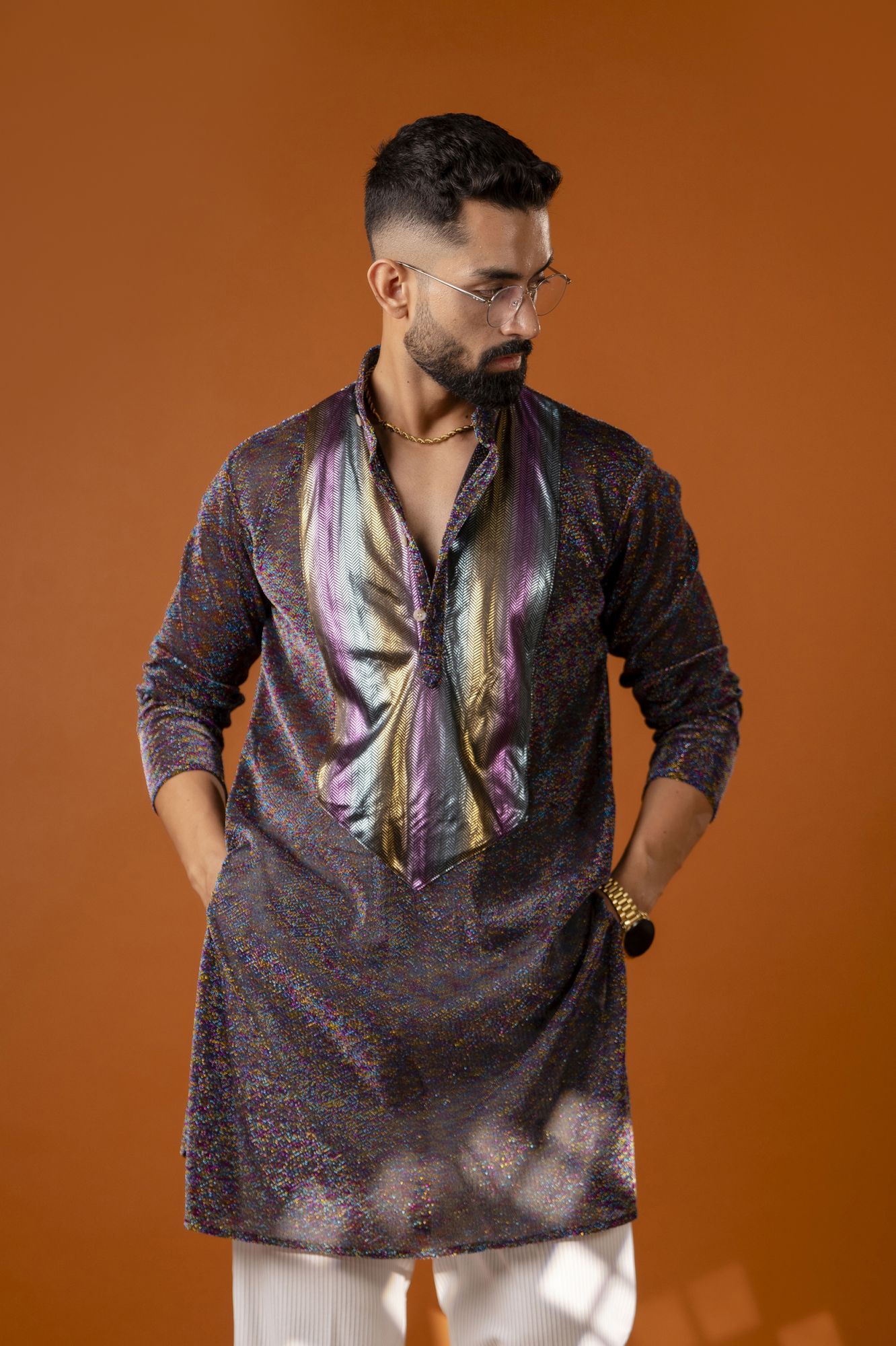 Multicolor Sequin Neck Kurta