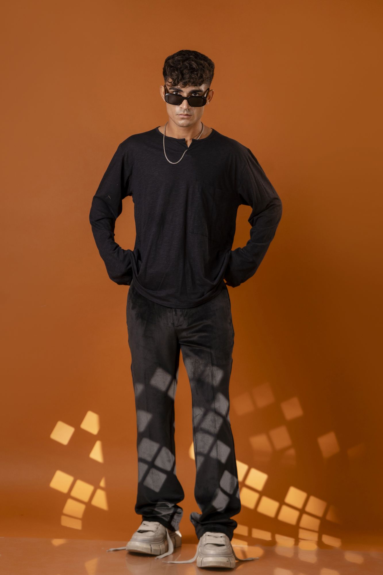 Black Velvet Flared Pants