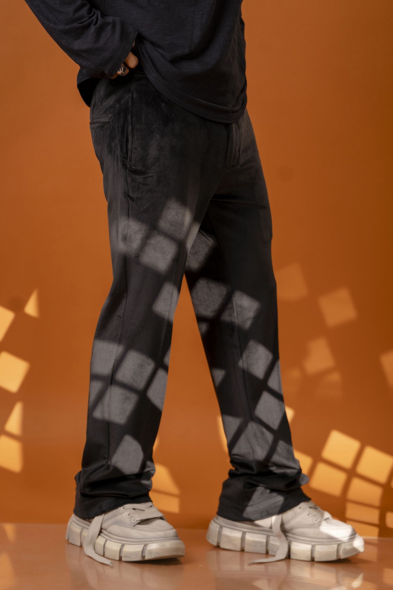 Black Velvet Flared Pants