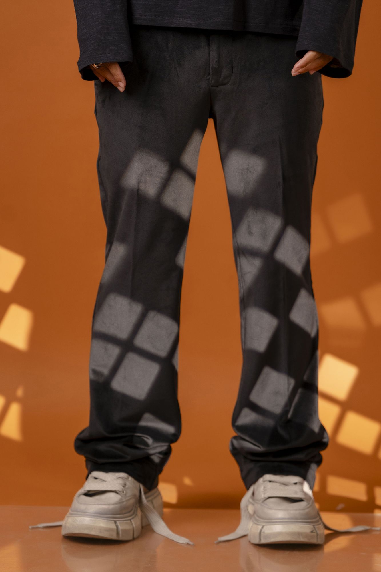 Black Velvet Flared Pants