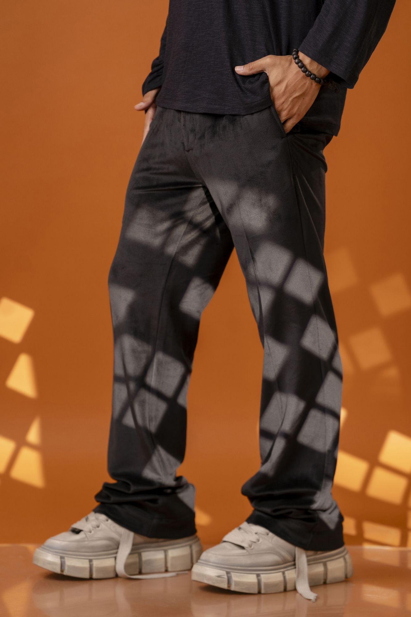 Black Velvet Flared Pants