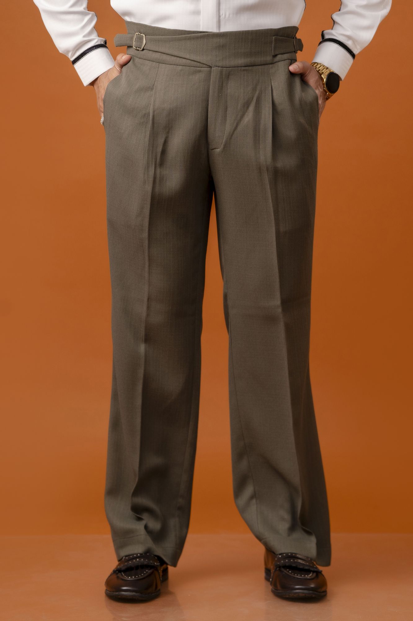 Flared Gurkha Pants In Olive