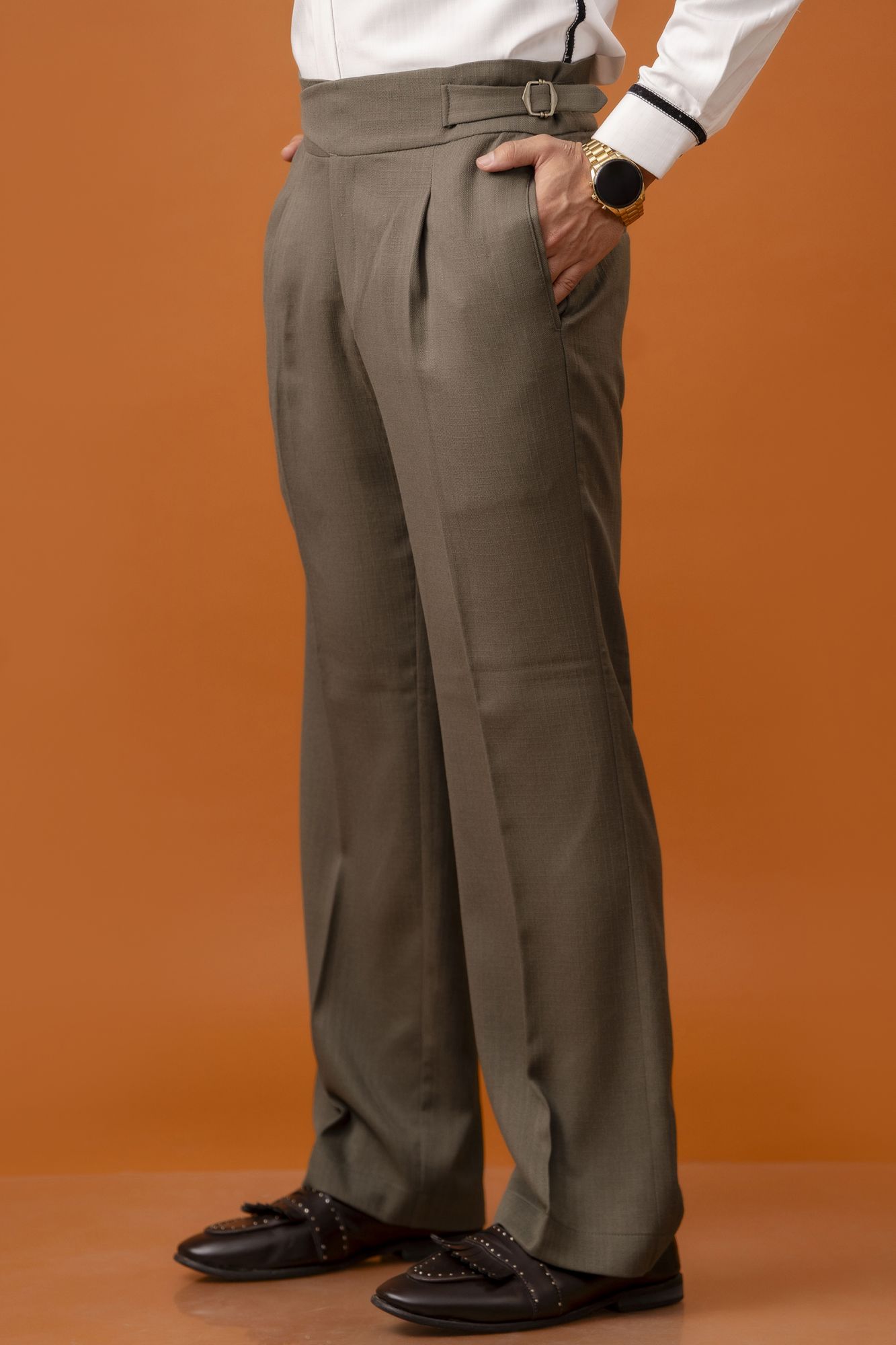 Flared Gurkha Pants In Olive