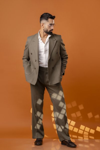 Italian Linen Blazer In Olive