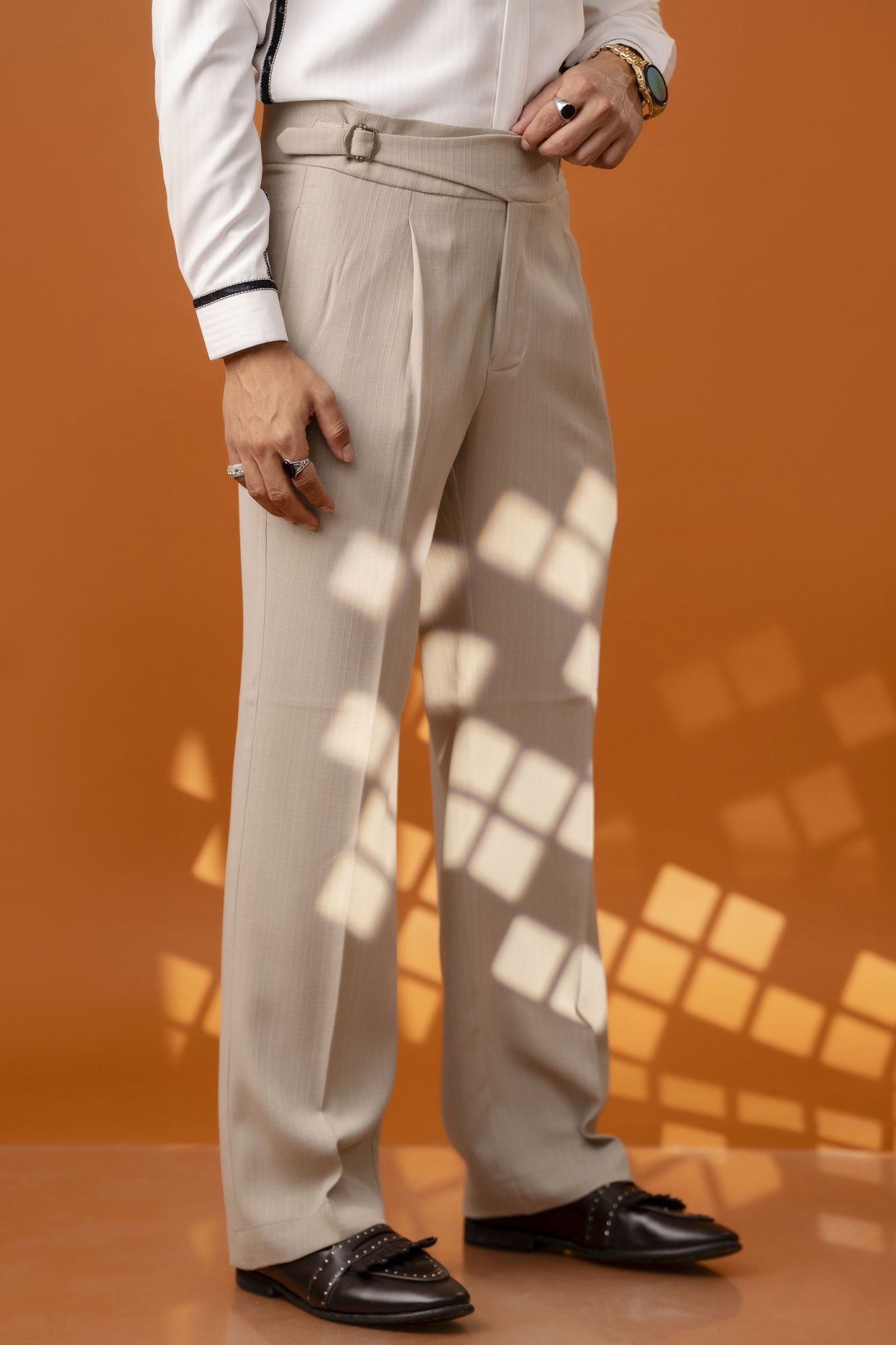 Flared Gurkha Pants In Cream