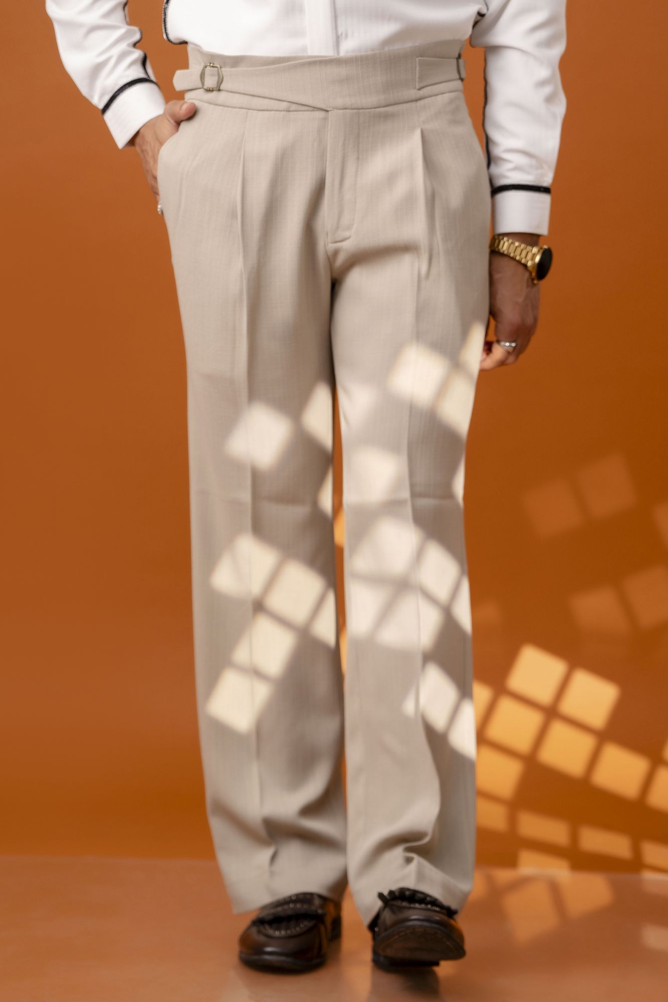 Flared Gurkha Pants In Cream