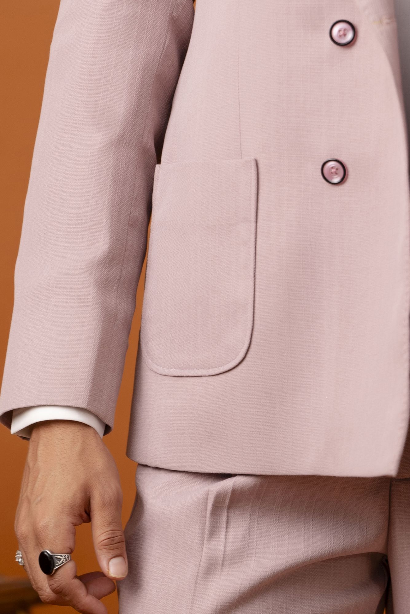 Italian Linen Blazer In Pink