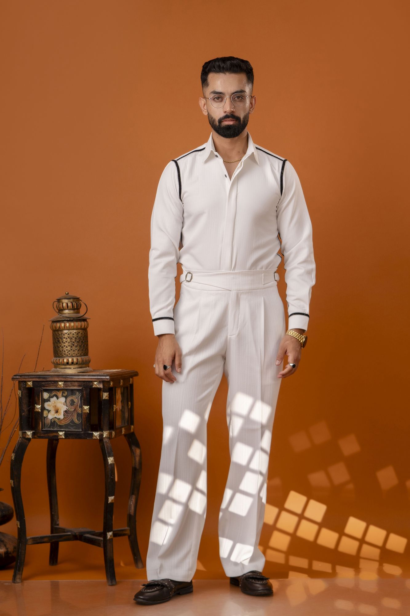 Flared Gurkha Pants In White