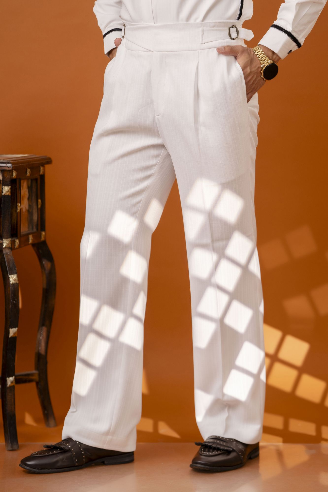 Flared Gurkha Pants In White
