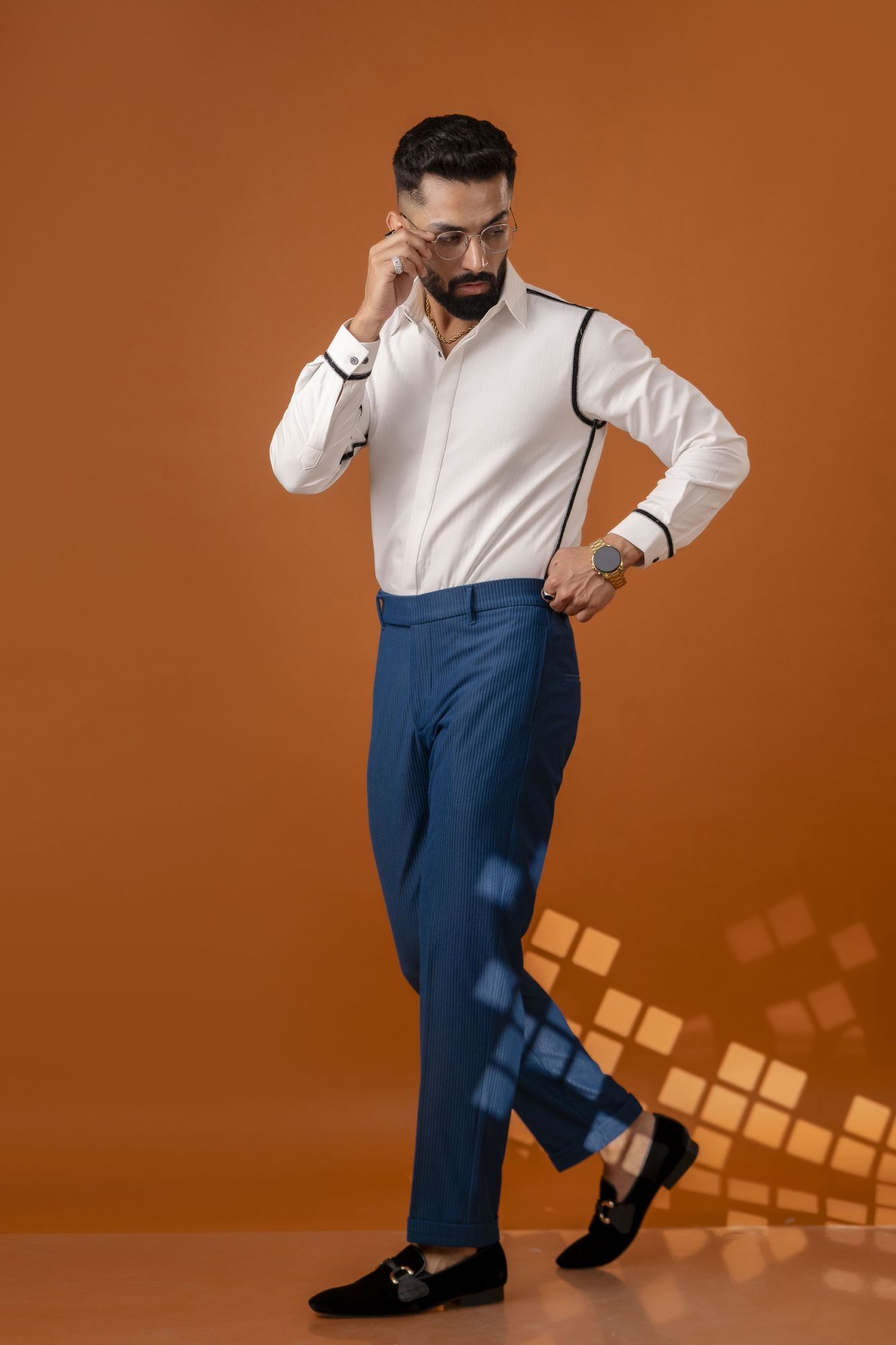 Tailored Fit Pants in Teal Corduroy