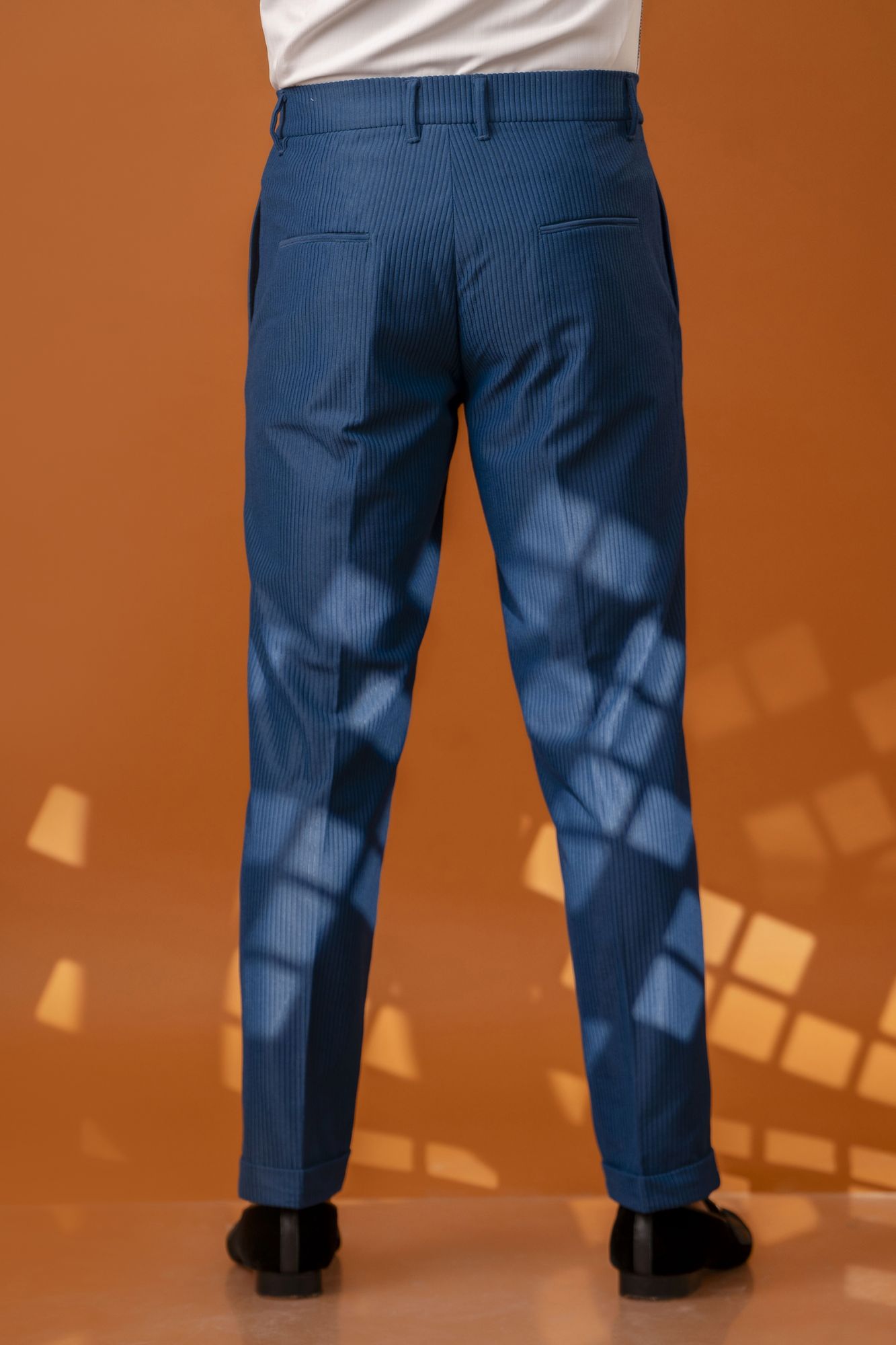 Tailored Fit Pants in Teal Corduroy