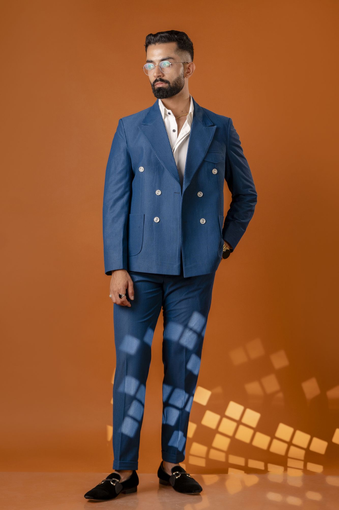 Italian Corduroy Blazer In Teal