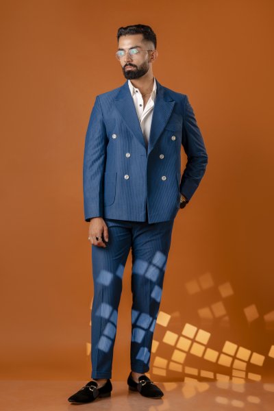 Italian Corduroy Blazer In Teal