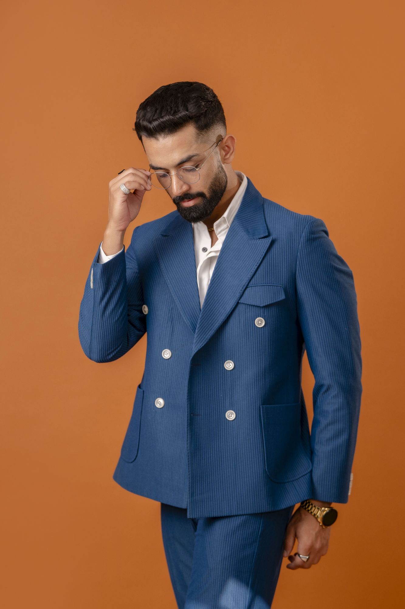 Italian Corduroy Blazer In Teal